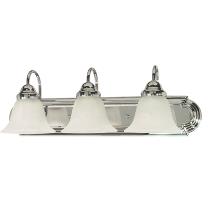 Nuvo Lighting 60/317  Ballerina - 3 Light - 24" - Vanity with Alabaster Glass Bell Shades in Polished Chrome Finish